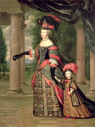 María Teresa (1638-83) esposa de Luis XIV, con su hijo el Delfín Luis de Francia (1661-1711) después de 1661